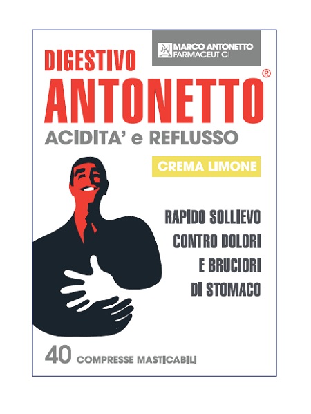 DIGESTIVO ANTONETTO ACIDITA' E REFLUSSO CREMA AL LIMONE 40 COMPRESSE MASTICABILI DIGESTIVO ANTONETTO ACIDITA' E REFLUSSO CREMA AL LIMONE 40 COMPRESSE MASTICABILI