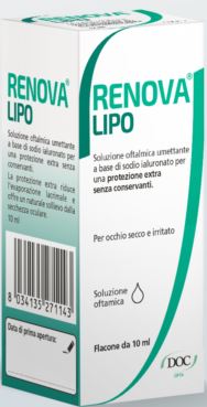 RENOVA COLLIRIO SOSTITUTO LACRIMALE A BASE DI ACIDO IALURONICO 0,4% E LIPIDI FLACONE DA 10 ML SENZA CONSERVANTI 1 RENOVA COLLIRIO SOSTITUTO LACRIMALE A BASE DI ACIDO IALURONICO 0