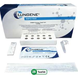 TEST ANTIGENICO RAPIDO COVID-19 CLUNGENE DETERMINAZIONE QUALITATIVA ANTIGENI SARS-COV-2 IN TAMPONI NASOFARINGEI/OROFARINGEI MEDIANTE IMMUNOCROMATOGRAFIA 25 PEZZI USO PROFESSIONALE
