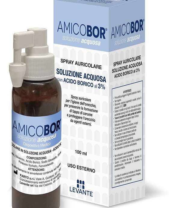 SOLUZIONE ACQUOSA PER IRRIGAZIONE DELL'ORECCHIO AMICOBOR 100ML