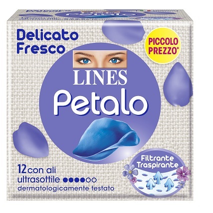 LINES PETALO BLU ASSORBENTE CON ALI 12 PEZZI LINES PETALO BLU ASSORBENTE CON ALI 12 PEZZI