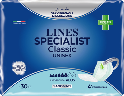 PANNOLONE SAGOMATO LINES SPECIALIST CLASSIC PLUS 30 PEZZI PANNOLONE SAGOMATO LINES SPECIALIST CLASSIC PLUS 30 PEZZI