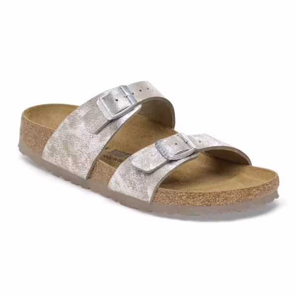 PIANELLE BIRKENSTOCK SYDNEY WASHED METALLIC SILVER SYNTHETICS