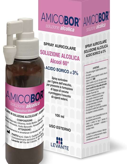 SOLUZIONE ALCOLICA PER IRRIGAZIONE DELL'ORECCHIO AMICOBOR 100 ML