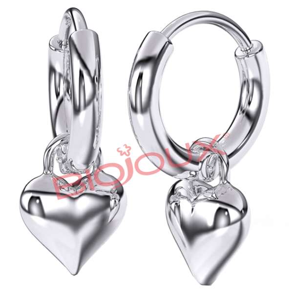 BJT227 ORECCHINI HOOP HEART STAINLESS STEEL
