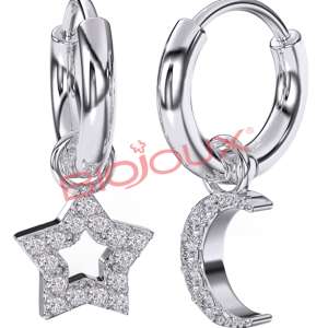 BJT228 ORECCHINI STAR&MOON STAINLESS STEEL