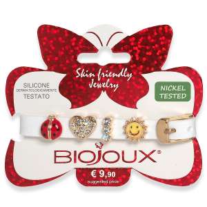 BJB009 BRACCIALE SILIC BIANCO GOLD PLATED