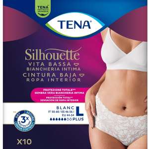 PANNOLONE A MUTANDINA ASSORBENTE TENA SILHOUETTE PLUS WHITELARGE 10 PEZZI