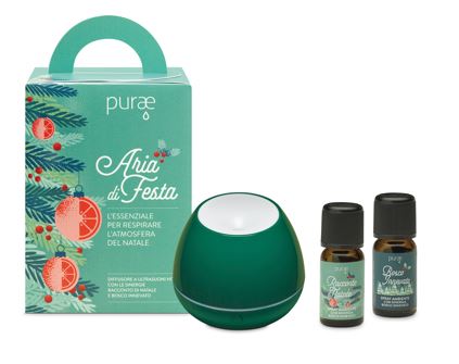 PURAE KIT ARIA DI FESTA DIFFUSORE ULTRASUONI BOSCO VERDE + SINERGIE 5 ML PURAE KIT ARIA DI FESTA DIFFUSORE ULTRASUONI BOSCO VERDE + SINERGIE 5 ML