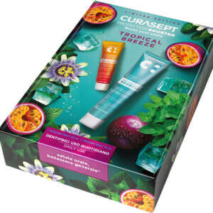 CURASEPT COFANETTO TROPICAL BREEZE PROTECTION BOOSTER 1 FROZEN MINT DENTIFRICIO 75 ML + 1 DENTIFRICIO PASSION FRUIT 20 ML