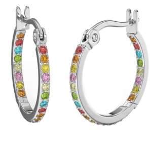 BJT407 ORECCHINI HOOP/CRISTALLI MULTICOLOR 20MM STAINLESS STEEL