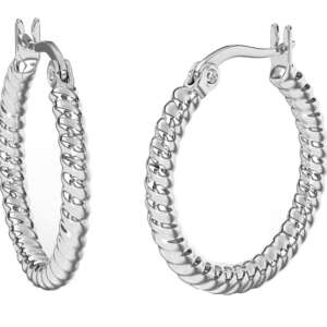 BJT408 ORECCHINI HOOP/CRISTALLI BIANCHI 25MM STAINLESS STEEL