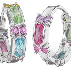 BJT414 ORECCHINI RING/CRISTALLI MULTICOLOR 19MM STAINLESS STEEL