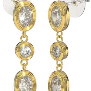 BJT417 ORECCHINI DROPS/CRISTALLI BIANCHI 30MM GOLD PLATED