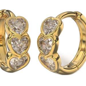 BJT422 ORECCHINI 3HEARTS 12MM GOLD PLATED