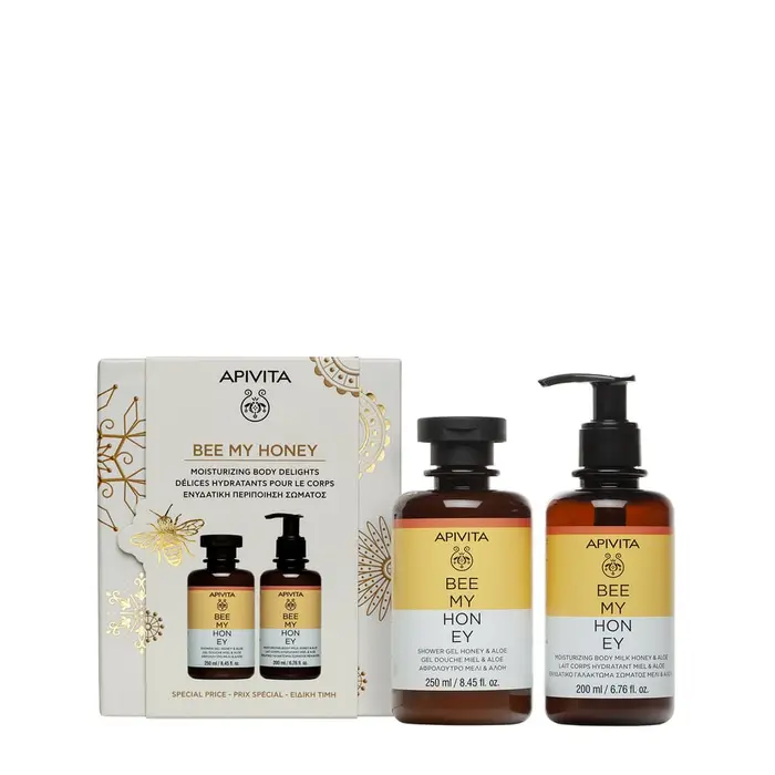 950212946_1 Apivita Cofanetto Regalo Bee My Honey Gel Doccia Detergente Idratante al Miele e Aloe 250ml + Latte Corpo Miele e Aloe 200ml