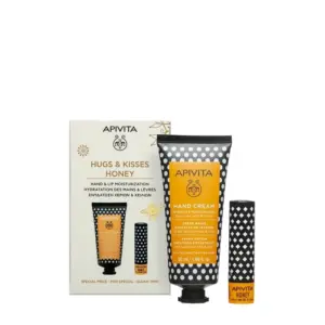 Apivita Cofanetto Regalo Hugs & Kisses Honey con Crema Mani Idratante al Miele 50ml + Balsamo Labbra con Miele 4,4 g